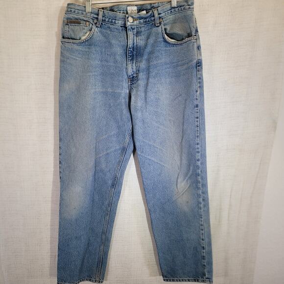 Calvin Klein Easy Fit Jeans Mens 36x32 Act 35x32 Double Stone Wash Denim Pants - Picture 1 of 9
